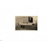 Aviation Amy Johnson vintage post card photo signed 'Amy Mollison' with a picture of the Percival