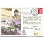 World War Two flown cover signed by Flt. Lt. Ken Trent DFCRAFM HA12. Cover dedicated to MRAF The