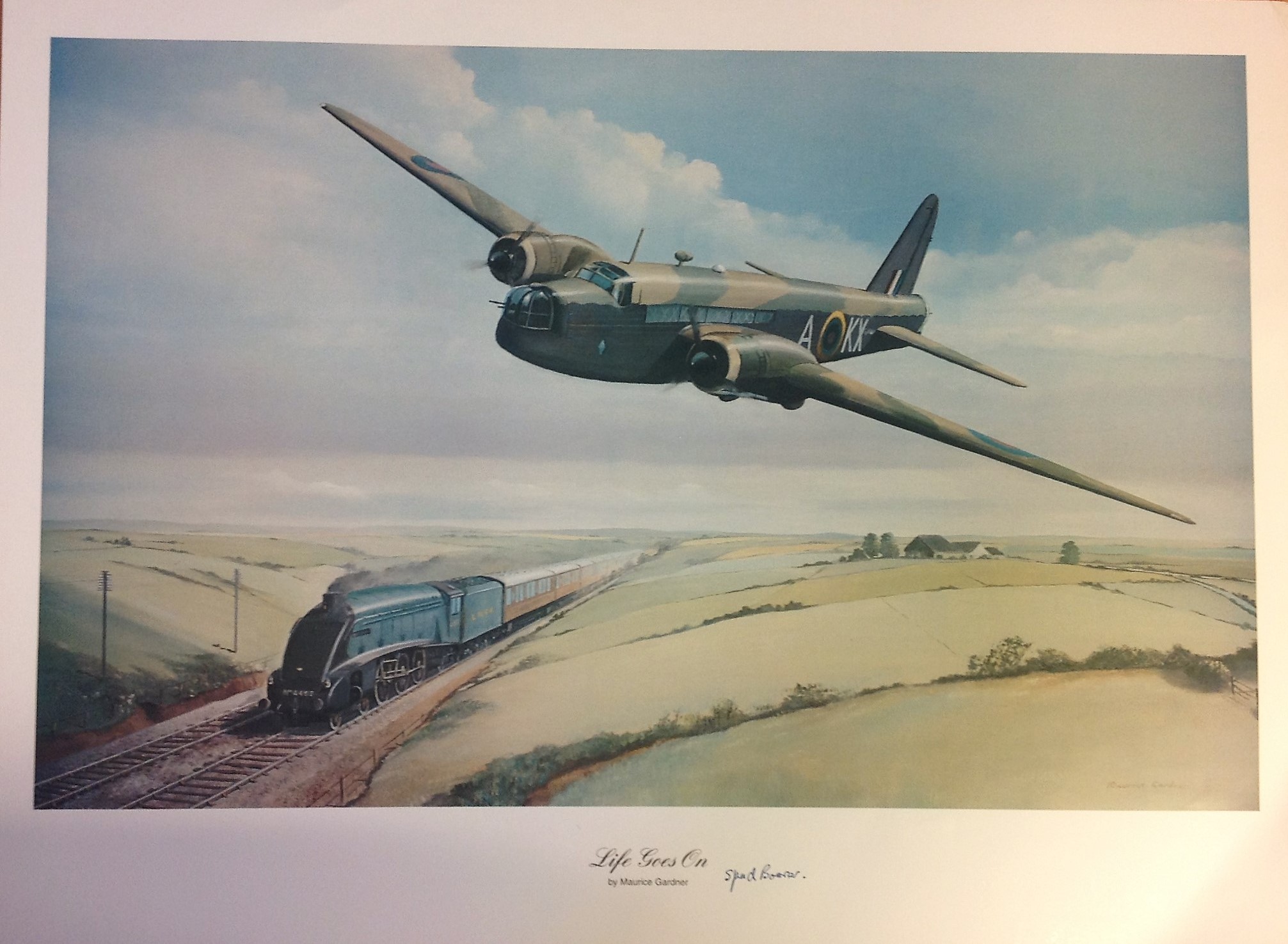 Dambuster World War Two Print 19x26 titled Life Goes on by the artist Maurice Gardner signed by