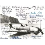 World War Two rare 8x10 b/w photo signed by 25, Luftwaffe Fighter pilots signatures include Rolf