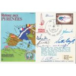 Multiple WW2 Comete line Escapers signed RAF Escaping Society cover Retour Aux Pyrenees. Rare