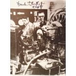 Sir Frank Whittle signed 7 x 5 b/w photo shown in his factory. Good condition Est.