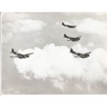 RAF Bristol Blenheim Bombers in flight 7x10 vintage b/w photo. Good condition Est.