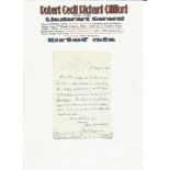 Lieutenant General Robert Cecil Richard Clifford ALS 4th August 1907. Entered Heics 1856, Indian