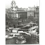 World War Two 8x6 vintage b/w photo picturing a Lancaster Bomber on display in the centre of London.