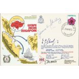 Triple signed Escape from Singapore RAF escapers cover SC14aA1 signed by Capt James Shirley, Lt