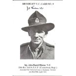 Brooklet VC card No 9 signed by Sgt John Daniel Hinton V. C 20th BN. 2ND N. Z. E. F (Canterbury