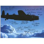 World War Two Lancaster 6x8 Colour photo signed by 11, bomber command veterans signatures include