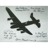 World War Two Bomber Command multi signed 6x8 b/w photo signatures W/O Ron Brown 218/75 sqd, Flt