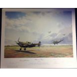 World War Two print approx 18x20 titled RETURN TO FRANCE by the artist Alan Holt signed in pencil by