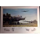 World War Two print 12x16 titled LANCASTERS by the artist Keith Woodcock signed by bomber command