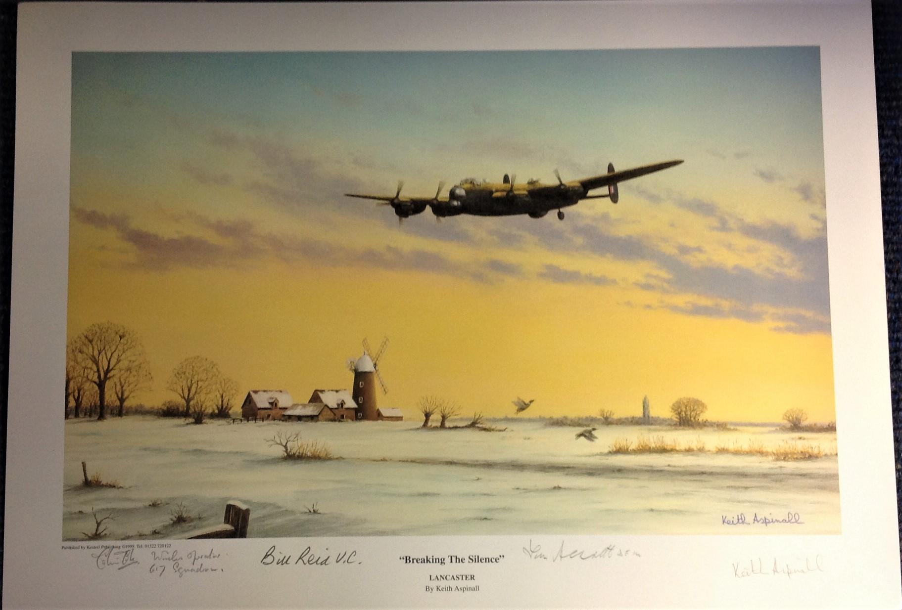 World War Two print approx 12x17 titled "BREAKING THE SILENCE by the artist Keith Aspinall signed in