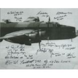 World War Two Halifax 8x10 b/w photo signed by 16, bomber command veterans includes 16, bomber