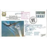 RAF Falcons Team and P/O Tony Burcher DFM signed The Caterpillar Club SC38bA4 cover. 16p Europa GB