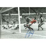 Autographed 12 X 8 Photo, Frank Stapleton, A Superb Image Depicting Stapleton Scoring The Opening