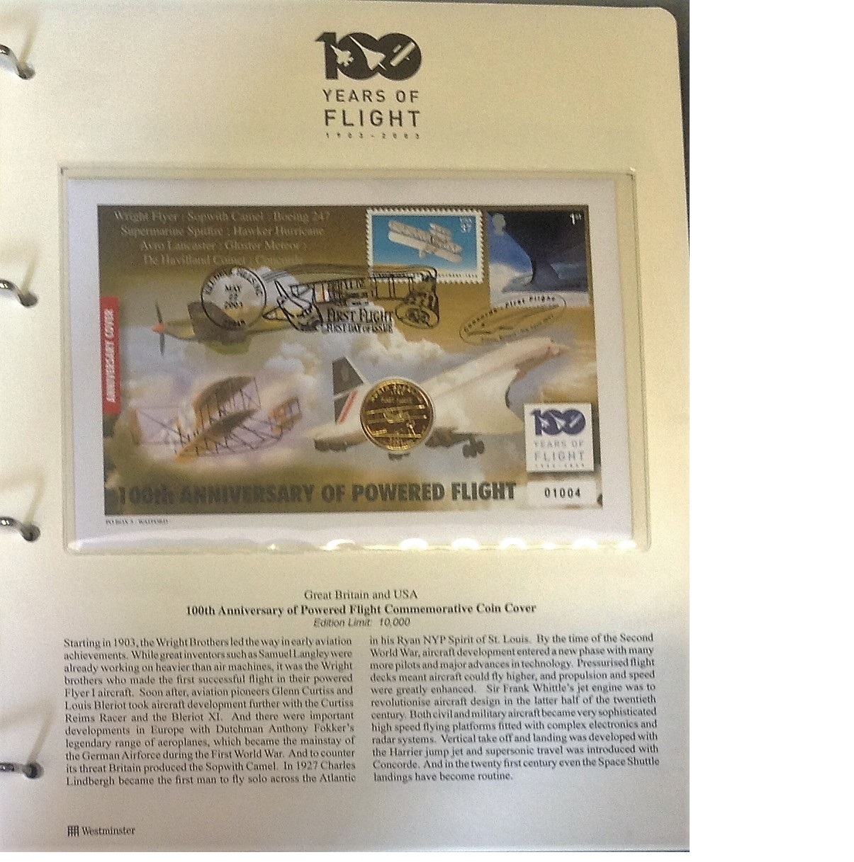 Aviation collection 100 years of flight includes 23 FDC and Coin covers featuring iconic planes - Image 6 of 8