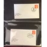Royal Mail collection includes over 70 typed neat typed envelopes various post marks housed in red