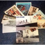 Titanic collection includes Montage photo c/w one inch piece of original mooring rope, PHQ cards,