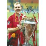 Autographed 12 X 8 Photo, Paul Scholes, A Superb Image Depicting Scholes Posing With The Champions