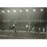 Autographed 12 X 8 Photo, Jimmy Greenhoff, A Superb Image Depicting Greenhoff Heading Manchester