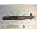 World War Two Lancaster I Battle of Britain Memorial flight 12x17 colour print signed by over 40,