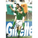 Football Autographed 12 X 8 Photo, Matt Holland, A Superb Image Depicting Robbie Keane Celebrating