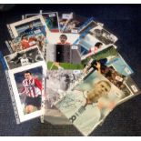 Football signed photo collection. 18 photos. Assorted 10x8 and 12x8 b/w and colour. Names included