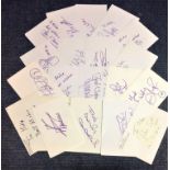 Football collection twenty 6x4 signed index cards including some well-known names. Some of the