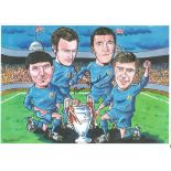 Football Autographed 12 X 8 Caricature, Bill Foulkes, A Superb Image Depicting Caricatures Of Man