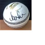 Cricket Steven Finn signed white cricket ball. Steven Thomas Finn is an English cricketer. He is a