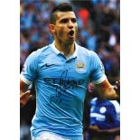 Football Sergio Aguero 16x12 signed colour photo pictured in action for Manchester City. Good