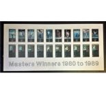Golf Masters Winners 1980 to 1989 mounted and framed signature piece 10 signed colour cards from the