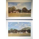 Cricket prints 18x26 titled Setting the Field and New Batsman by the artist Roy Perry two