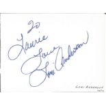 Loni Anderson signed album page. American actress. She is known for her role as receptionist