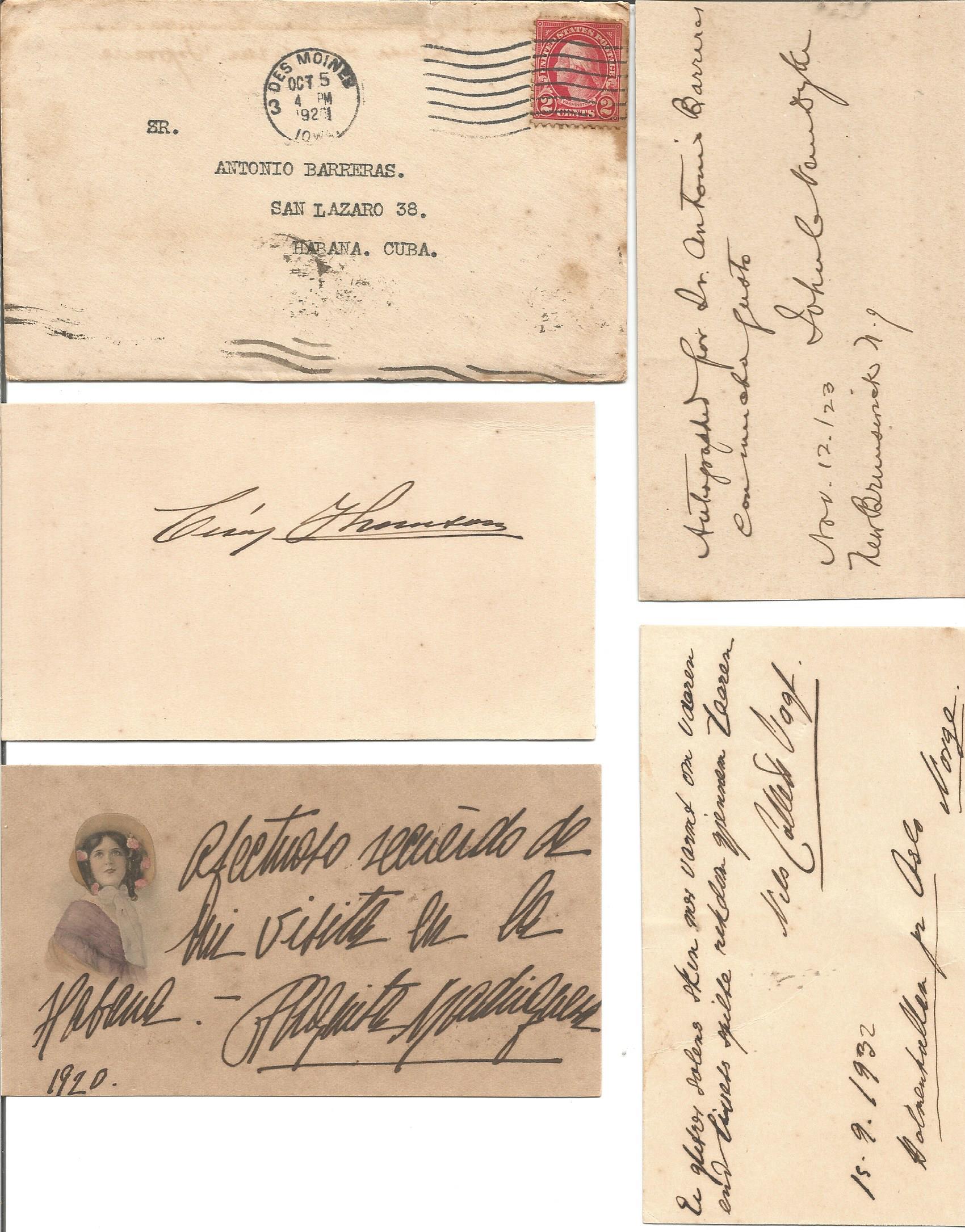 Vintage 1920s/30s autograph collection of 14 cards about 3 x 2 inches signed some with the - Image 3 of 3