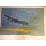 Dive to Port Multiple signed WW2 Halifax print by Maurice Gardner. Signed by 30 158 Sqn WW2 bomber