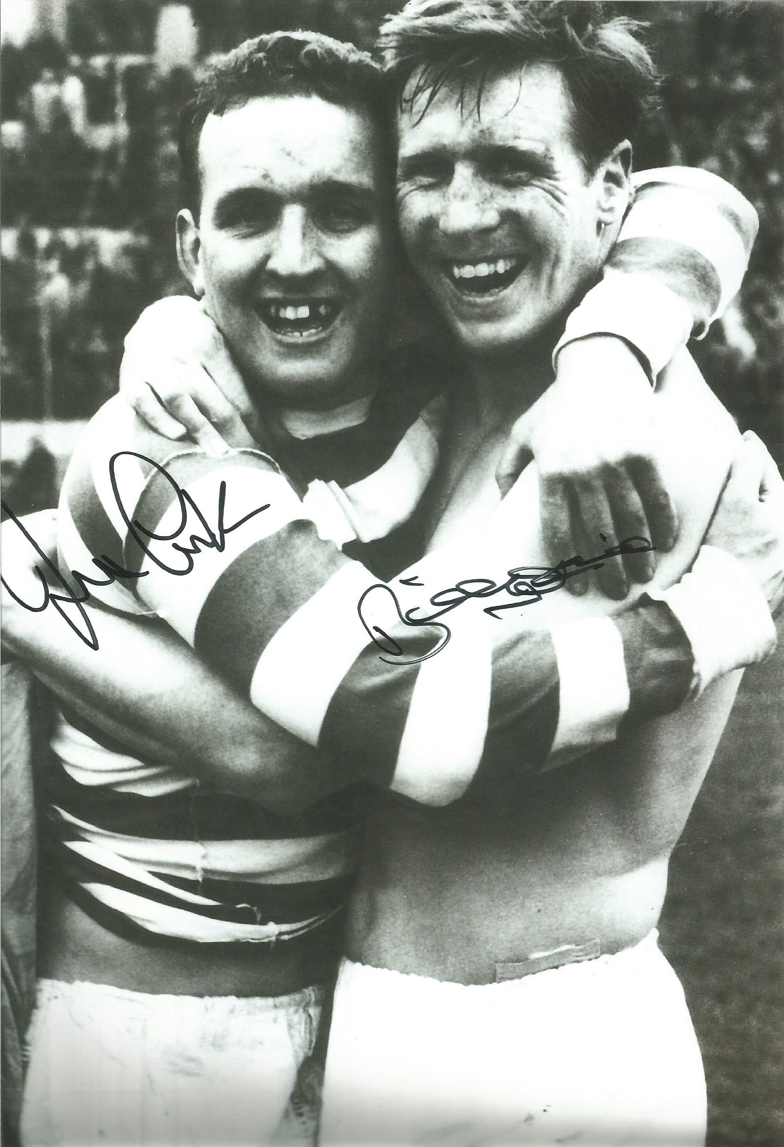 Autographed 12 x 8 photo football, BILLY McNEILL & JOHN CLARK, a superb image depicting the Celtic