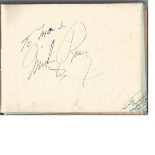 1940s vintage autograph album with about 80 autographs. Names are written on bottom RH corner on