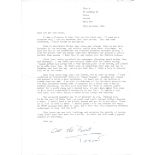 Trevor Davies 617 sqn typed signed letter to 617 Sqn historian Jim Shortland. Regarding personal