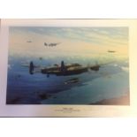 Tall Boy Raid print by Keith Aspinall signed by 5 WW2 bomber veterans, T.G. Muhl DFM, DFC, R G