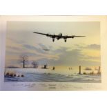 Lancasters Safely Home print by Keith Aspinall, approx. 17 x 12 inches signed by Keith Aspinall to