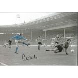 Autographed 12 x 8 photo football, COLIN BELL, a superb image depicting Bell shooting past Wolves