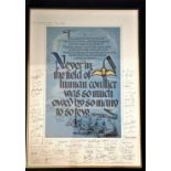 80+ Battle of Britain pilots signed to Battle of Britain poster framed and mounted to approx. 26 x