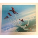 Red Arrows print by Keith Aspinall titled Arrowhead, approx. 16 x 14 inches signed by Keith