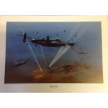 Predator WW2 Lancasters under Attack print by Keith Aspinall titled Arrowhead, approx. 17 x 12