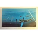 Here Comes another One Skipper Lancasters under attack print by Keith Aspinall, approx. 20 x 12