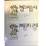 GB FDC collection 64 covers stored in blue collector range album all neat typed addresses mainly