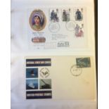GB FDC collection with special postmarks stored in a green collector range album 64 items valuable