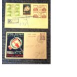 Palestine collection includes 3 covers and 1 postcard all in collection with 1945 philatelic