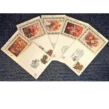 GB FDC collection includes 5, Benham special pinks Rose Bush PM from around the UK high catalogue